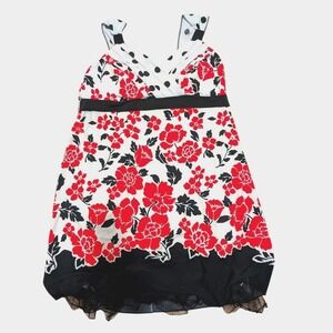 Trixxi Plus 14 14w 1X Floral Polka Dot Dress Retro Tulle Rockabilly Red NEW